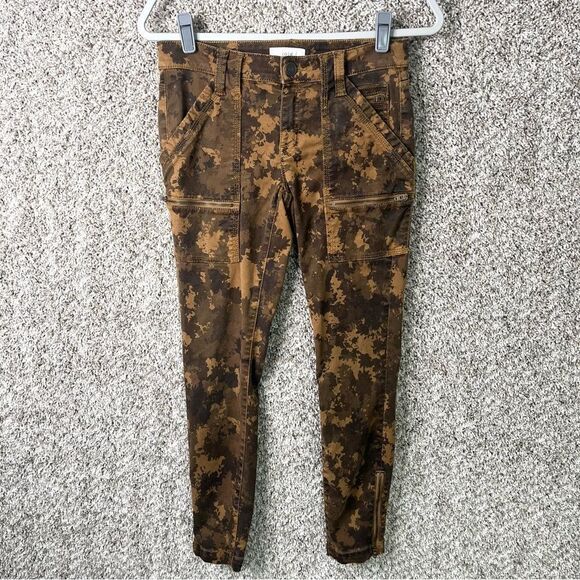 Joie Jeans Women’s 27 Brown Camouflage Zip Ankle Utility Cargo Skinny - Picture 1 of 8